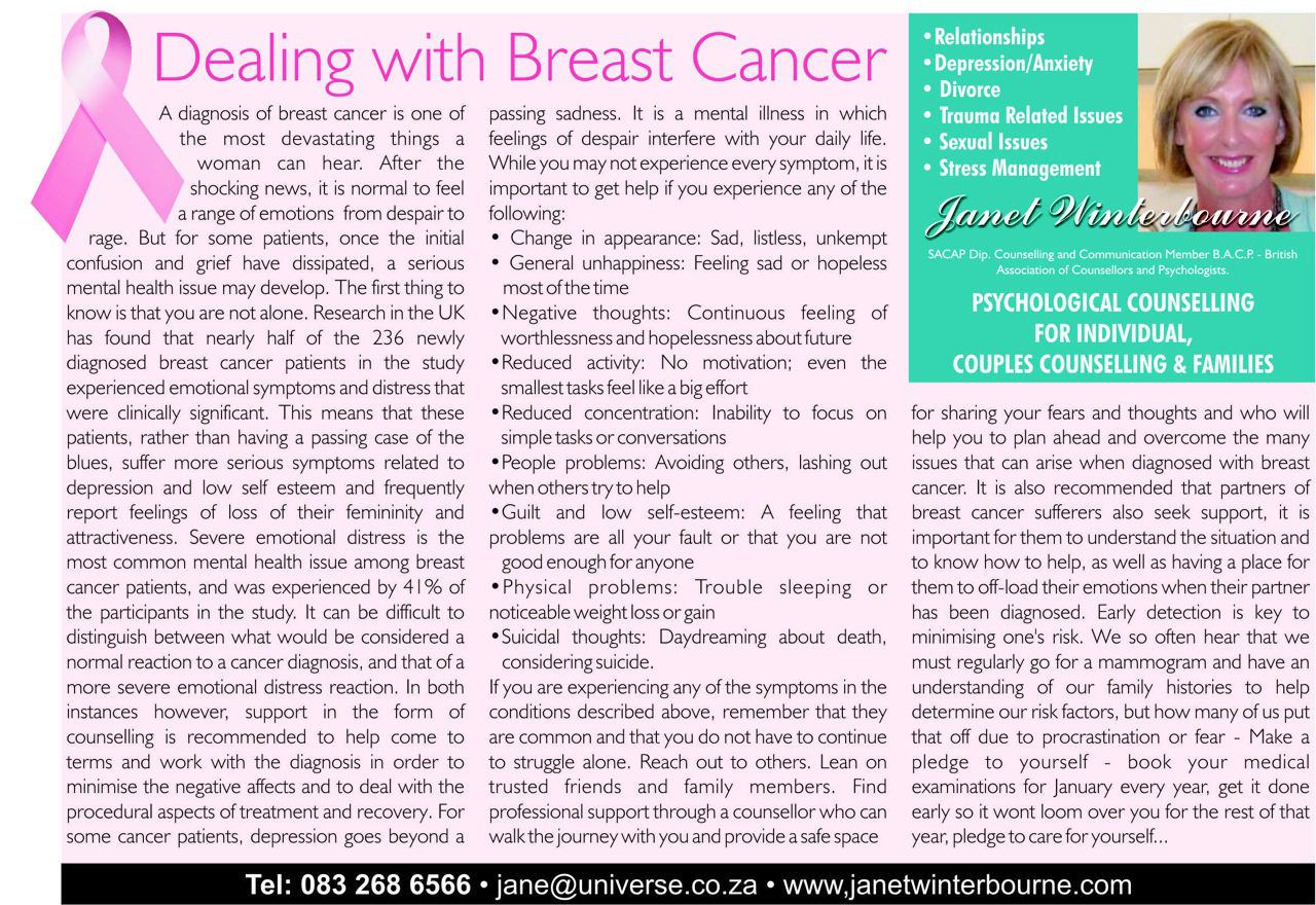 Dealing with Breast Cancer Psychologist Cape Town Dealing with Breast Cancer Psychologist Cape Town